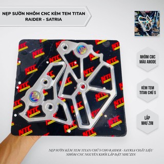 Nẹp sườn Raider Satria kèm tem titan chữ S chất liệu nhôm CNC nguyên khối 6061 lắp như zin
