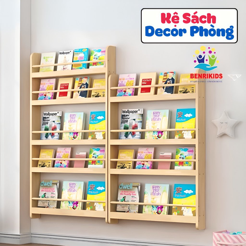 Kệ Sách Treo Tường Nhiều Ngăn, Kệ Sách Treo Tường Không Cần Khoan, Kệ Gỗ Treo Tường Kệ Trang Trí Phò