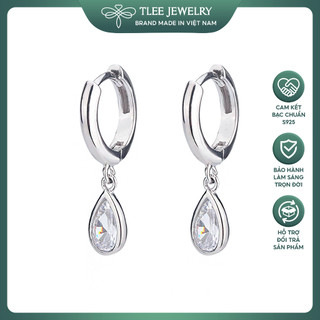 Khuyên tai bạc nữ tlee tròn trơn tua giọt nước nữ tính tlee jewelry