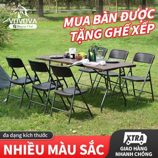 VOVOVA Bàn gấp, có thể sử dụng ngoài trời hoặc trong nhà, mẫu có kích thước 180cm được đan bằng mây màu nâu.