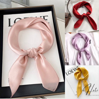 Khăn Lụa Hồng Unisex, Khăn Choàng Cổ Vuông Họa Tiết Trơn Dễ Phối Size 70x70cm Thời Trang Mùa Hè- HOTIVN - Mã KL066