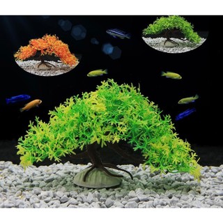 Cây giả nhiều màu sắc trang trí bể cá cảnh, bể thủy sinh, trang trí bể cá để bàn kích thước lớn