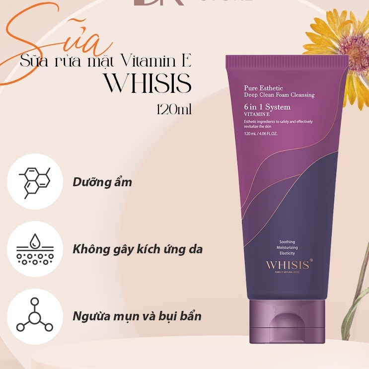 Sữa Rửa Mặt Dịu Nhẹ Hàn Quốc WHISIS Dưỡng Ẩm Kiềm Dầu Trắng Da Dành Cho Mọi Loại Da 120ml