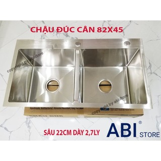 [b.h 5 năm]CHẬU RỬA BÁT ĐÚC KOREA 2 HỐ 82x45 INOX 201 DÀY ĐẸP (CHẬU RỬA CHÉN 2 HỘC)