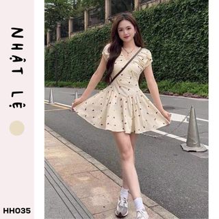 Đầm cổ V hoa nhí nhẹ nhàng phong cách xuân hè cho nữ hàng QC cao cấp(KÈM ẢNH THẬT)- HH035
