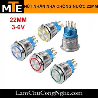 Nút nhấn nhả chống nước có LED 22mm 3-6V