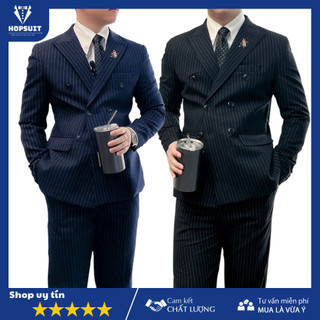Vest nam cao cấp sọc kẻ phong các Hàn Quốc,Blazer Nam 2 màu Đen/Xám
