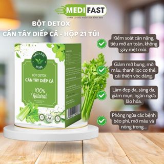 Bột giảm cân, bột detox cần tây diếp cá (Hộp 21 túi x 3g) HOBI mẫu mới, giúp da đẹp da, ngừa lão hóa, đào thải mỡ