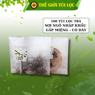 Túi lọc trà, cafe, thảo dược PHUKIENTUILOC Sợi ngô nhập khẩu-gấp miệng-có dây nhúng, Combo 100 túi