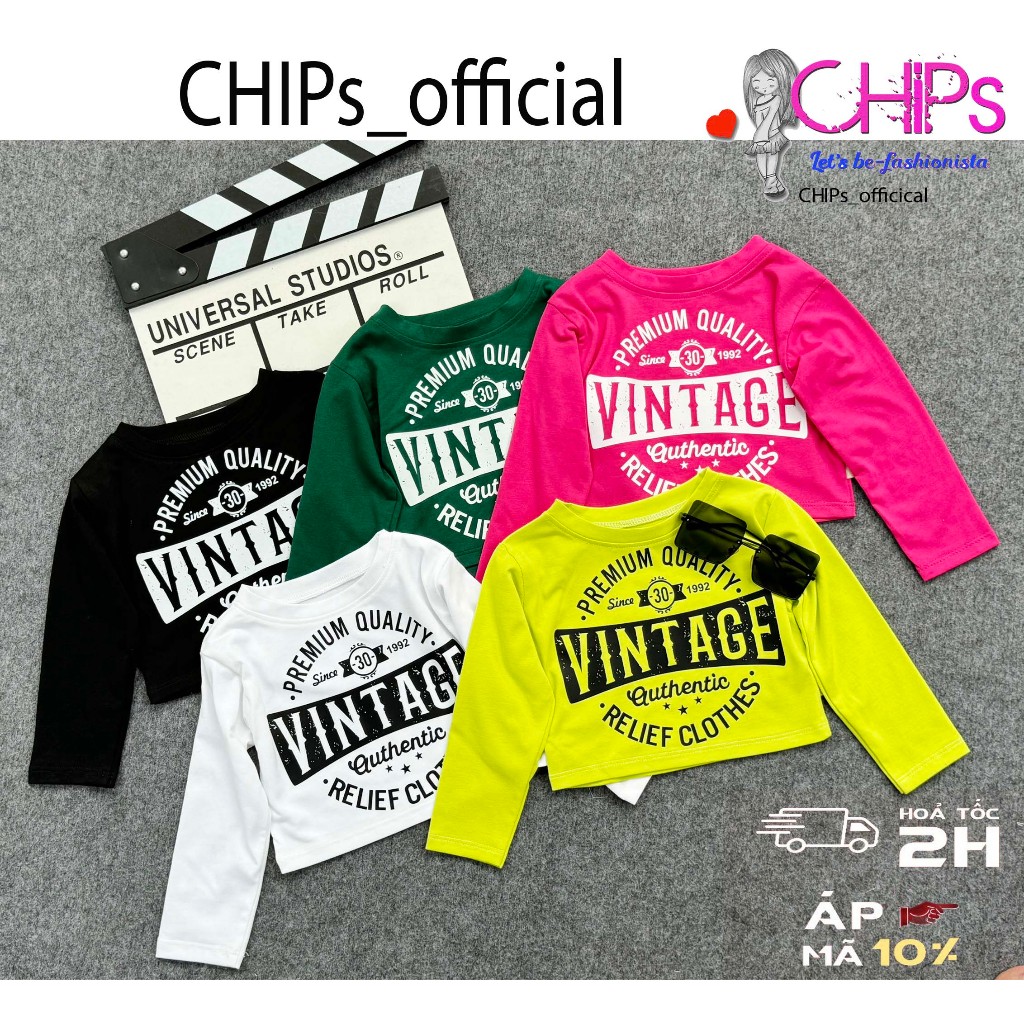 Áo Thun Dài Tay Croptop Cổ Tròn In Họa Tiết Cho Bé Gái