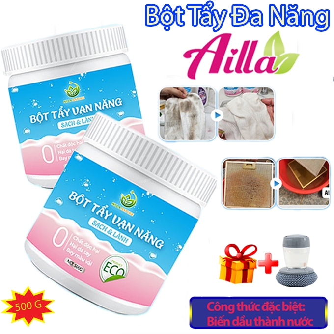 Bột Làm Sạch Đa Năng Ailla 500g Chính Hãng Vệ Sinh Vết Ố Vàng, Mốc, Vết Bẩn, Dầu Mỡ Trên Các Bề Mặt 
