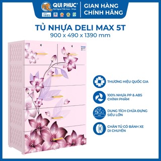 [Chính hãng Qui Phúc] Tủ nhựa 5 tầng DELI MAX, kích thước độc quyền ngang 90cm, 100% nhựa PP, ABS