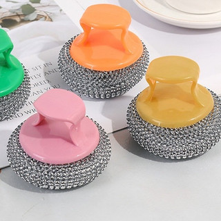 Cọ xoong nồi búi sắt không rỉ siêu bền có tay cầm