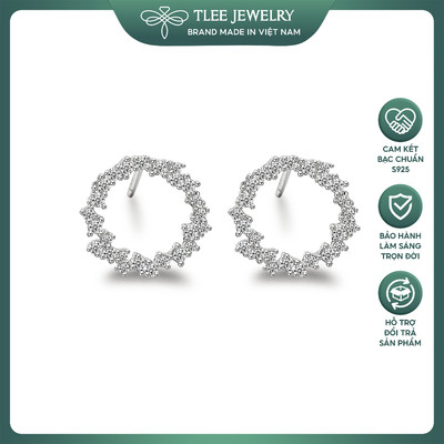 Khuyên tai bạc TLEE Blue sea nạm đá cao cấp, sang trọng TLEE JEWELRY B0129