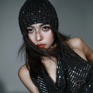 (Có sẵn) AOE STUDIO- Mũ len jennie beanie dệt kim trơn đính kim sa lấp lánh nón giữ ấm màu đông phong cách cá tính