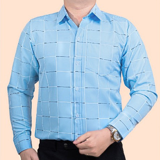  Áo sơ mi nam caro dài tay có túi lụa hàn chống nhăn 