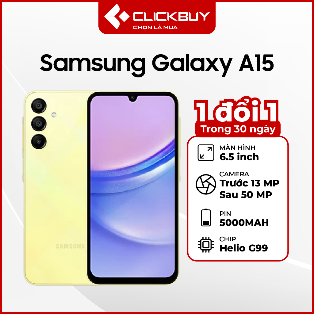 Điện thoại Samsung Galaxy A15 4G 8GB/128GB - màn hình 6.5 inch, pin 5000mAh