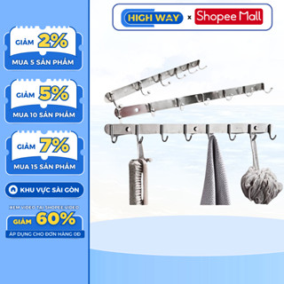 Thanh 8 Móc Treo Tường Inox HIGHWAY, Móc Treo Quần Áo Gắn Tường