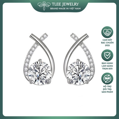 Khuyên tai bạc nữ TLEE Aven đính đá lâp lánh TLEE JEWELRY B0177