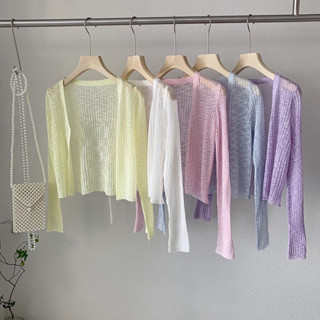 Áo khoác len nữ , áo khoác nữ cardigan dệt kim mỏng thoáng khí tay dài chống nắng dáng croptop 1 cúc phong cách Hàn quốc