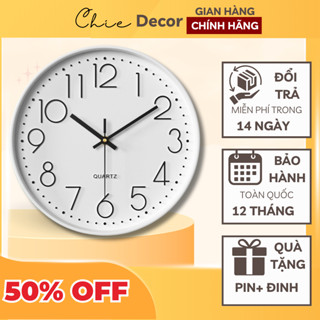 Đồng hồ treo phòng khách, phòng ngủ động cơ kim trôi Quartz cao cấp((Tặng kèm pin và đinh, 20cm/30cm/35cm)