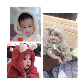 Áo lông cừu có mũ tai gấu cho bé 7-20kg