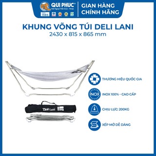 [Chính hãng Qui Phúc] Võng xếp inox cao cấp DELI LANI - Lưới giao màu ngẫu nhiên