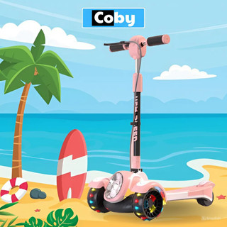 Xe Trượt Scooter COBY S-FLASH, Khung Nâng Cấp Chịu Tải, Phanh Tay An Toàn,Gập Gọn,Có Đèn,Phát Nhạc.