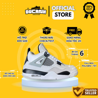 Giày jd 4 1st retro white, jordan 4 military full box - hàng cực chuẩn