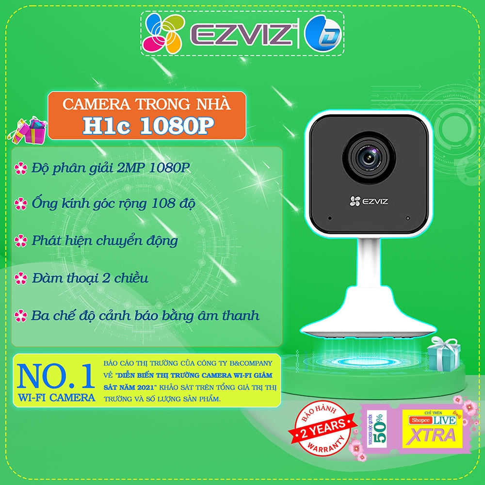 Camera wifi Ezviz H1c C1C 2MP chính hãng, đàm thoại 2 chiều, đế nam châm, cố định góc rộng