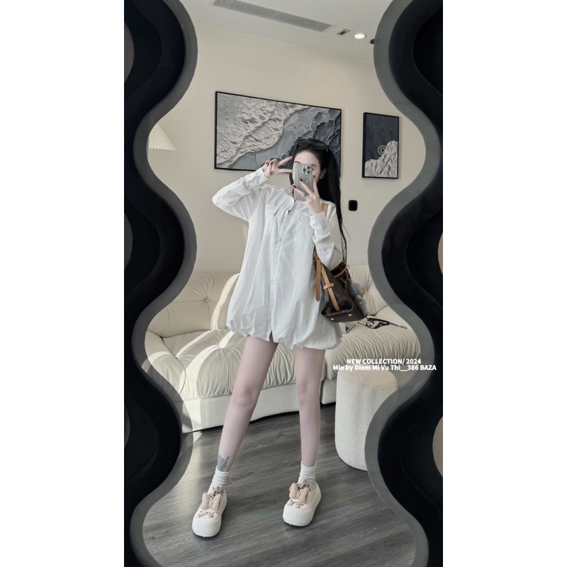 Đầm Sơ Mi Nữ Dáng Babydoll Bồng Basic Cực Sang - Mie