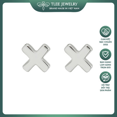 Bông tai bạc nữ TLEE chữ x mini basic TLEE JEWELRY B0234
