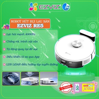 Robot hút bụi Ezviz RE5 chính hãng lau nhà thông minh, chống rơi cầu thang, tự sạc