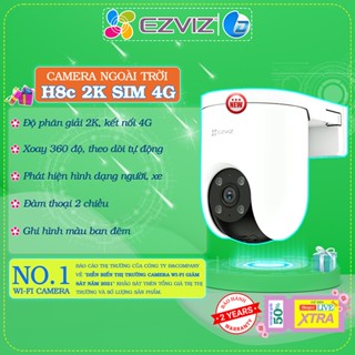  Camera dùng sim Ezviz H8C 4G 3MP 2K chính hãng màu ban đêm báo động xoay 360 độ 