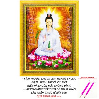 Tranh đính đá tự làm - quan thế âm bồ tát tỏa kim quang 17 - tranh minh hiền