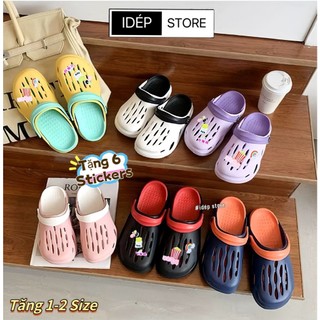 Dép CROSS nữ phối màu iDép, giày sục nữ đế cao 3cm siêu nhẹ đi mưa đi biển mùa hè