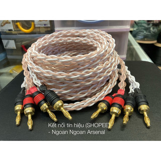 Cặp dây loa 5m 2 vế jack bắp chuối hoặc mỏ chim cứng đã hoàn thiện
