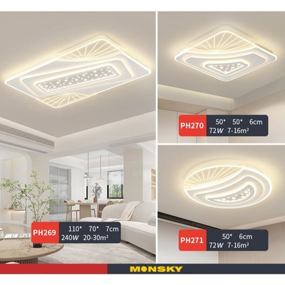 Đèn trần MONSKY CASHE hiện đại trang trí nhà cửa cao cấp, sang trọng 3 chế độ ánh sáng hiện đại