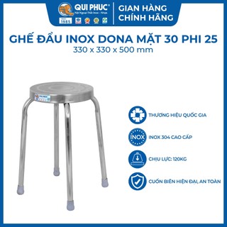 Bộ 2 ghế đẩu inox 304 dona, cao 50cm