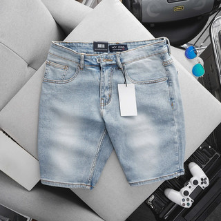 Quần short jean nam cao cấp big size màu sáng xuất xịn co giãn ngang gối