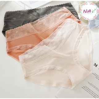 [Có size XL] Quần lót lụa lạnh CAO CẤP viền ren tim ép nhiệt cạp cao không lộ viền cực dễ thương (Luôn che tên sản phẩm)