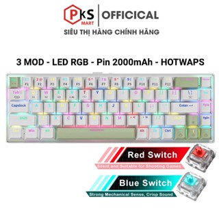 Bàn Phím Cơ K68 Nút - 3 Mod Kết Nối Bluetooth USB 2.4g - LED RGB - Đã Lube Stab - Blue Red Switch - Hotwaps