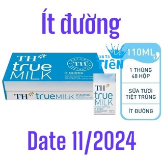 Thùng sữa tươi tiệt trùng TH True Milk Ít Đường hộp 110ml (48 hộp) “GIÁ BÁN ĐÃ TRỪ KHUYẾN MÃI”