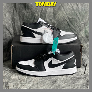 Giày thể thao sneakers j/d 1 low "panda" màu trắng đen bản da trơn