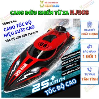 Cano Điều Khiển Từ Xa Tốc Độ Cao 25Km/h HJ808 Racing Boat, Chống Lật, Có Điều Tốc, Đèn Led Sáng, Cảnh Cáo Pin Thấp