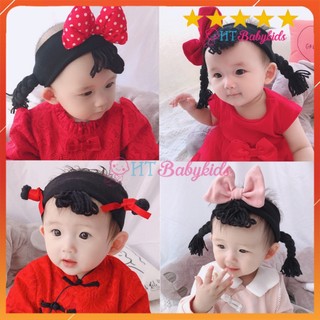 Băng đô tóc giả nơ hồng lớn dễ thương cho bé gái Baby