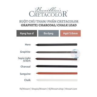 [LẺ] Ruột chì/ than/ phấn Cretacolor Graphite/ Charcoal/ Chalk Lead 5.6 mm