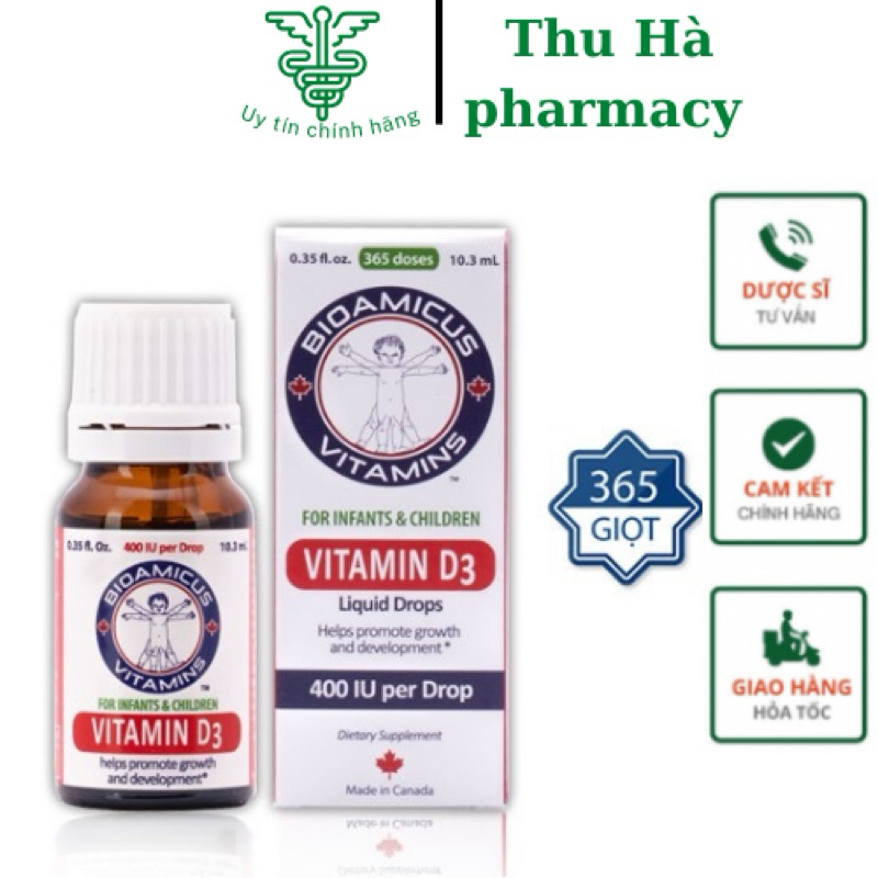 [Chính hãng tích điểm ] Bioamicus Vitamin D3 - Bổ Sung Vitamin D3 Giúp Phát Triển Xương, Răng -Thuha