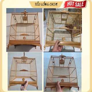 Khung lồng chim chào mào chất liệu tre tự ráp, vuông-thái,cao-đấu bản tang to