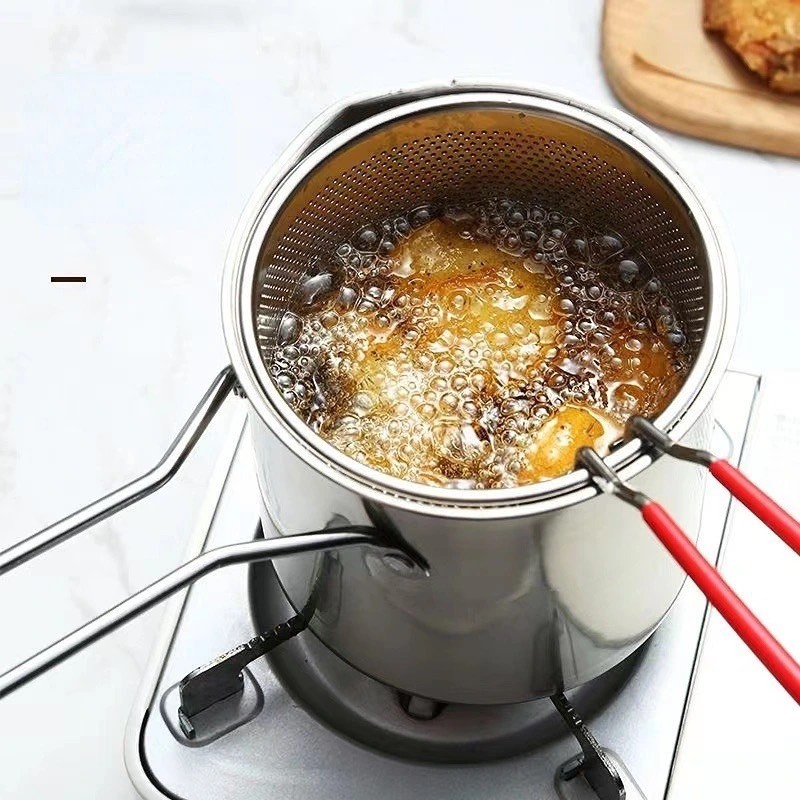 Nồi chiên ngập dầu mini bằng thép không gỉ có tay cầm 1,2l